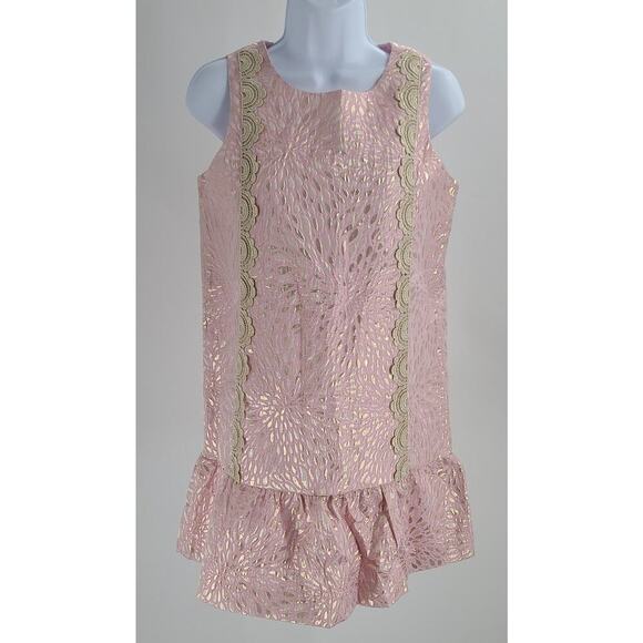 Lilly Pulitzer girl's Thalia Dress in Prosecco Pink Lagoon Jacquard NWT size 16 - Picture 4 of 12